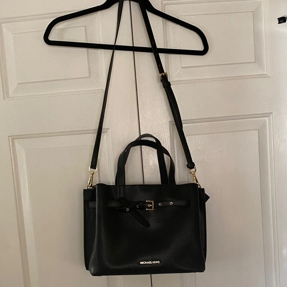 Michael Kors Black Shoulder Bag with Gold Accents